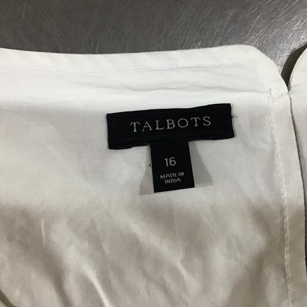 Talbots 100% Cotton White Colorful Beaded Tailored Tank 16 Boho Coastal - Picture 4 of 7